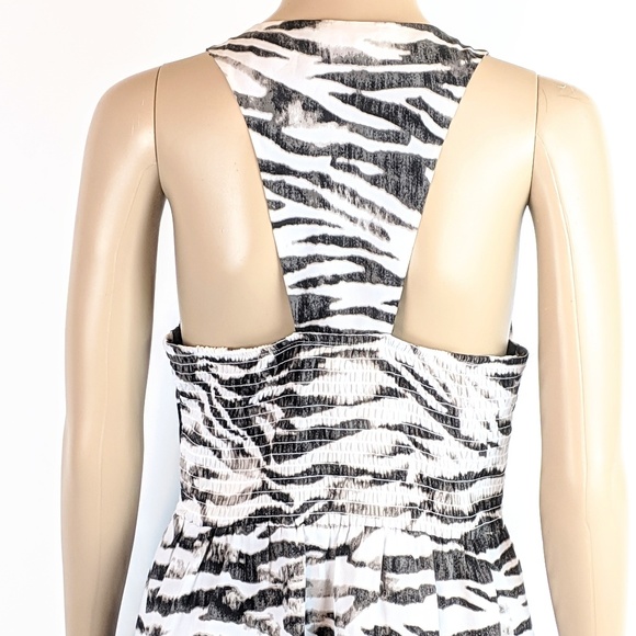 AMBAR Black & White Zebra Print Racerback High Low Dress - Picture 6 of 7